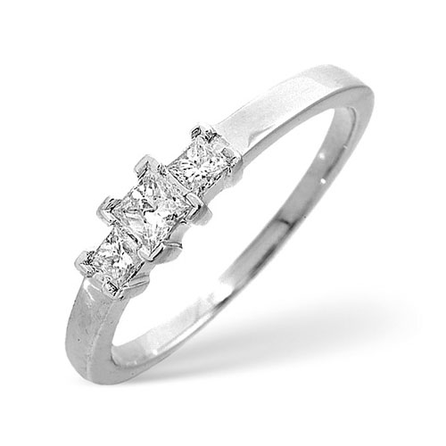 0.50 Ct Certified Diamond Trilogy Ring In 18 Carat White Gold- H / SI1