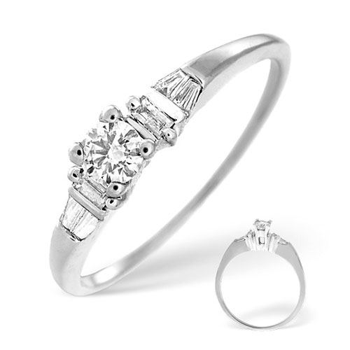 0.50 Ct Five Stone Certified Diamond Ring In 18 Carat White Gold- H / SI1