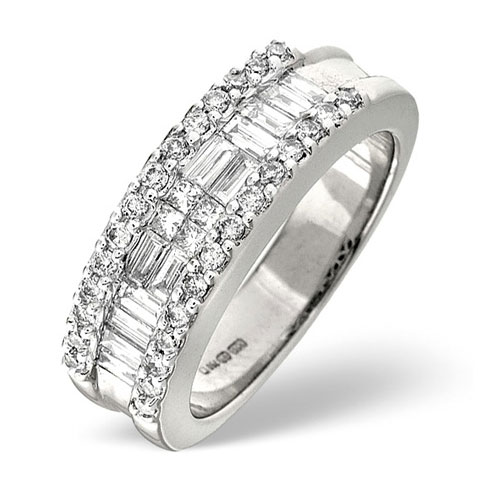 0.75 Ct Diamond Ring In 18 Carat White Gold- H / SI1