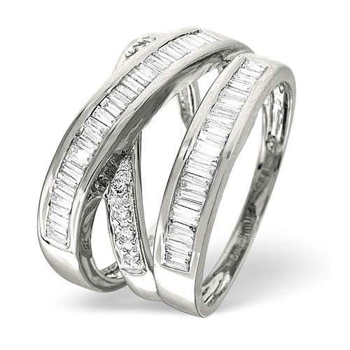 0.85 Ct Diamond Crossover Ring In 18 Carat White Gold