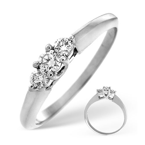 1 Ct Certified Diamond Trilogy Ring In 18 Carat White Gold- H / SI1