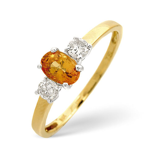 Yellow Sapphire and 0.20 Ct Diamond Ring In 18 Carat Yellow Gold
