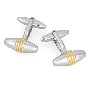 Savile Row andlsquo;Silver/Goldandrsquo; Barrel Cufflink