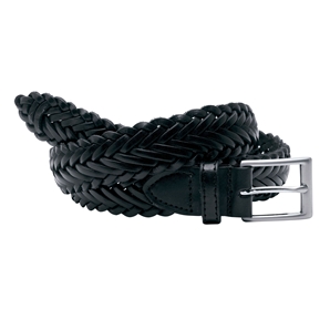 Savile Row Black Leather Braided Belt