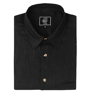 Savile Row Black Linen Shirt