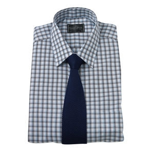 Blue/Black Fine Check Slim Fit Shirt