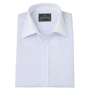 Blue Check Contrast Collar Shirt