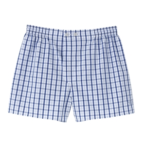 Savile Row Blue Check Cotton Boxer Shorts