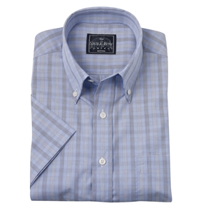 Savile Row Blue Grey Button Down Collar Check Shirt