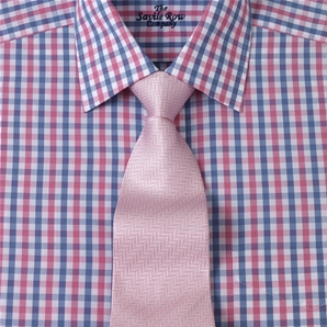 Savile Row Blue Pink Check Shirt