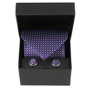 Blue/Red Squares Boxed Tie-and-Cufflink Set