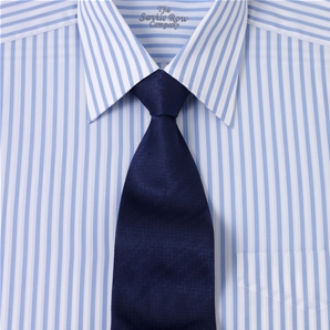 Blue White Satin Stripe, Pointed Collar Shirt