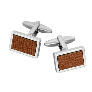 Savile Row Brown Snakeskin/Silver Cufflink