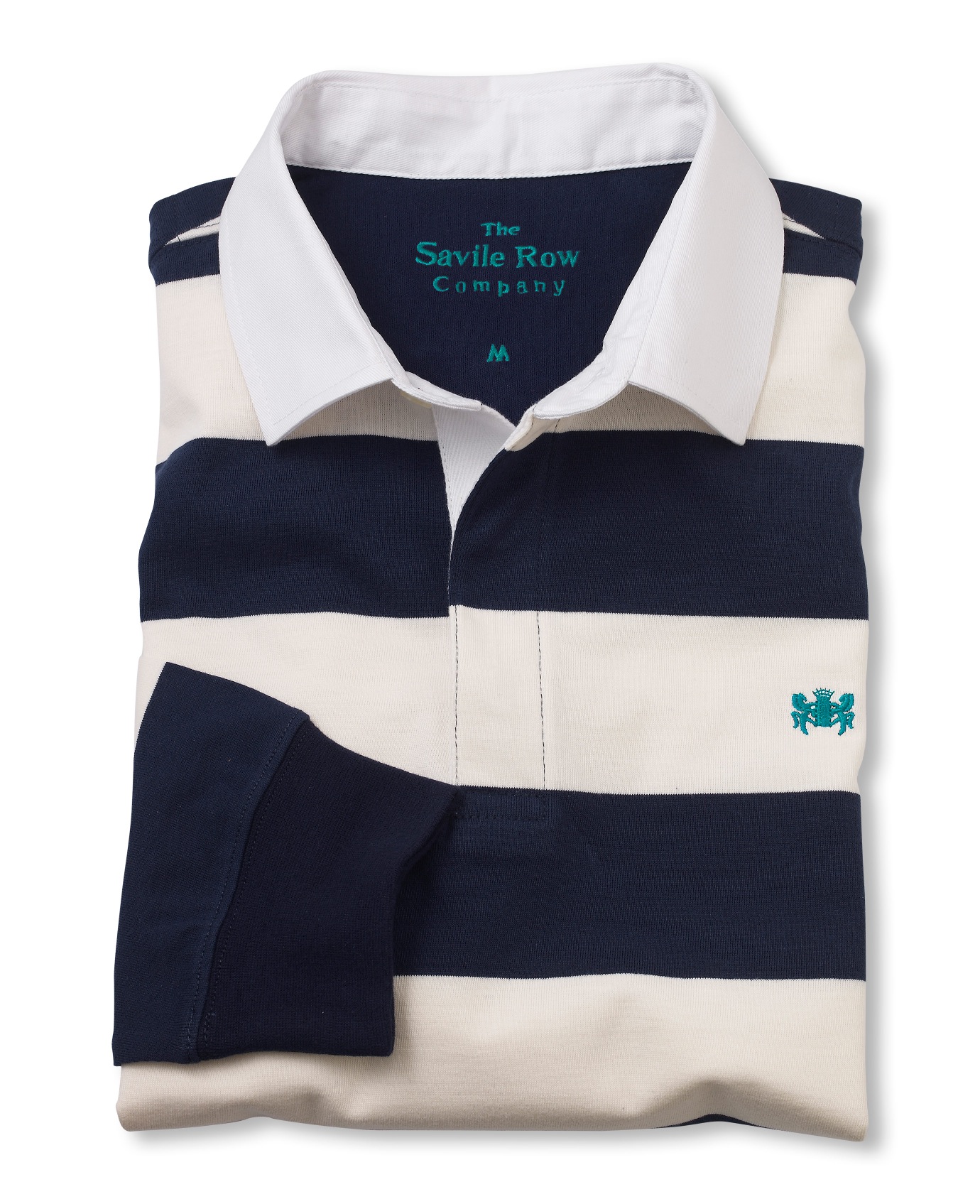 Savile Row Co. Navy Cream Stripe Rugby Shirt XXL