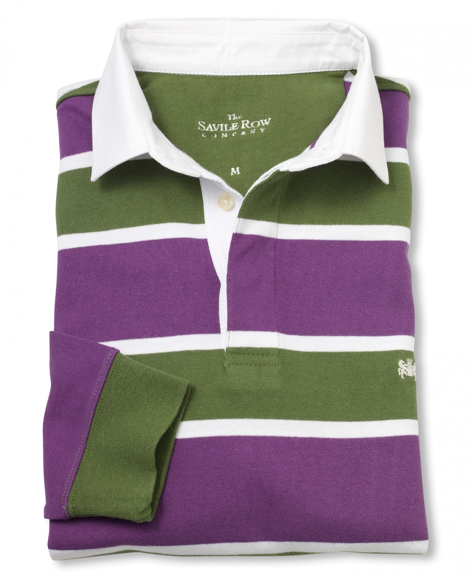 Purple White Green Stripe Rugby Shirt L