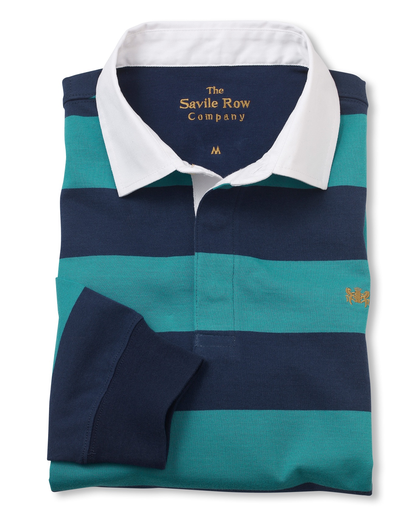 Savile Row Co. Teal Blue Navy Stripe Rugby Shirt XXL