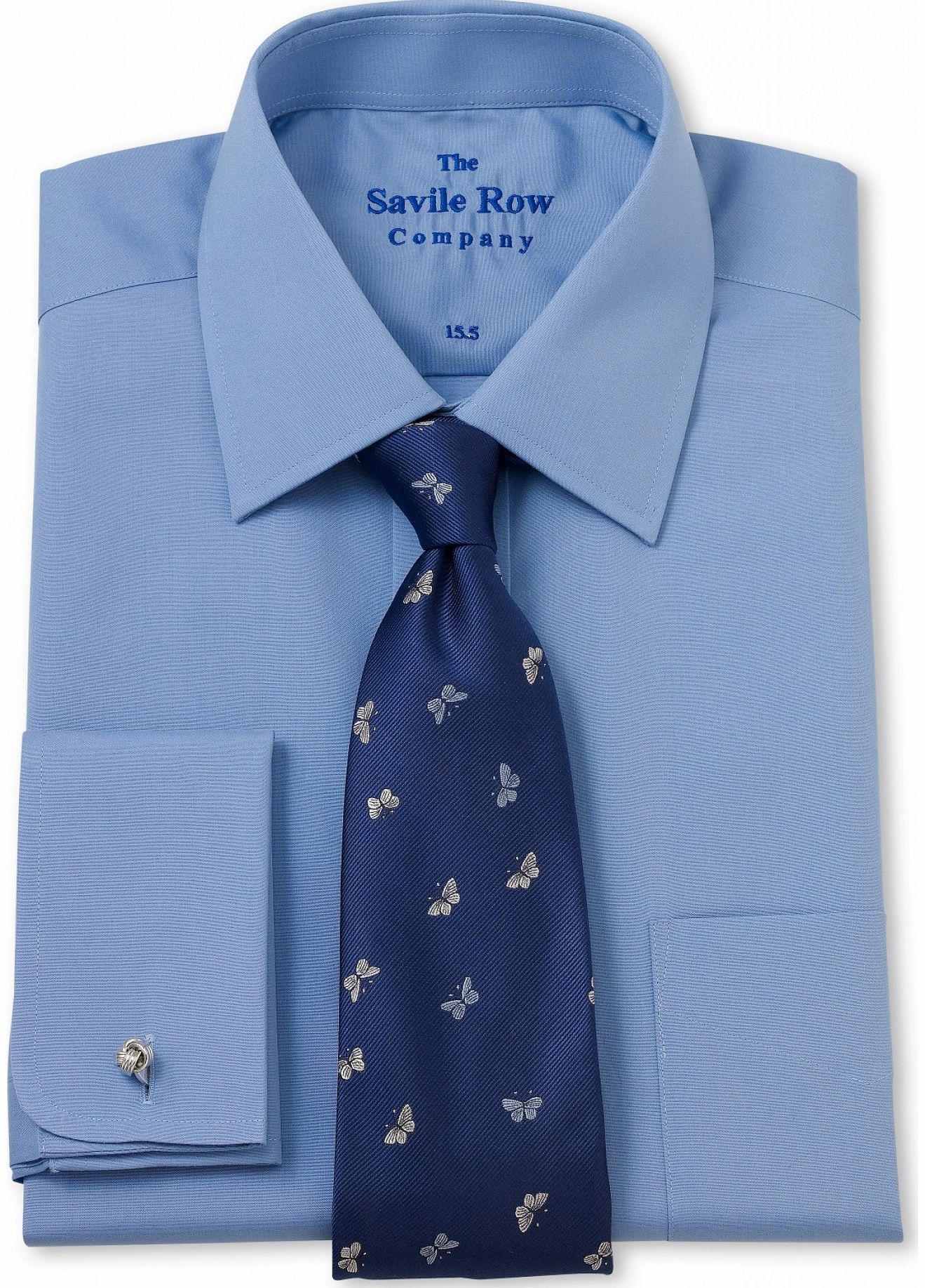 Savile Row Company Air Force Blue Poplin Classic Fit Shirt 15 1/2``