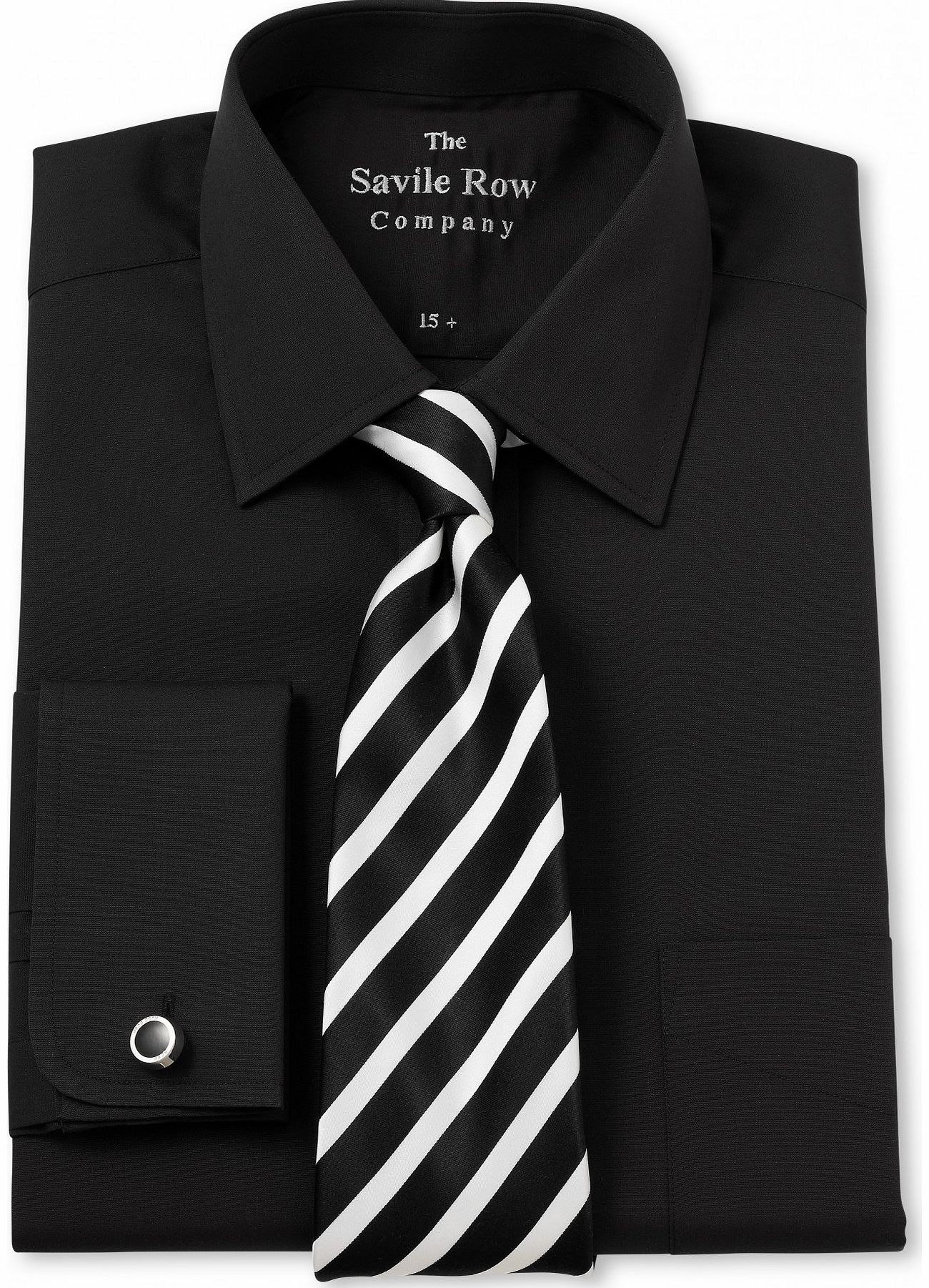 Savile Row Company Black Poplin Classic Fit Shirt 15 1/2`` Standard