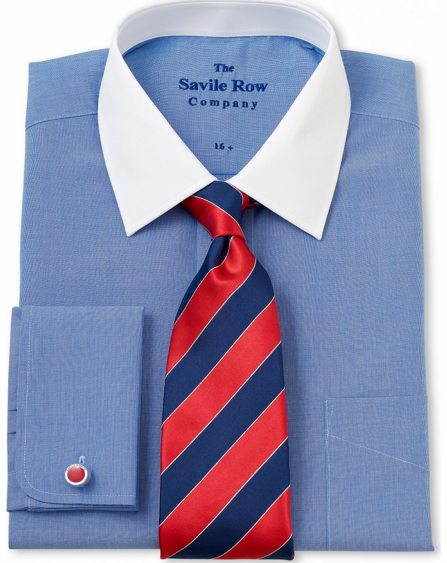 Savile Row Company Blue End on End Classic Fit Shirt 16`` Standard