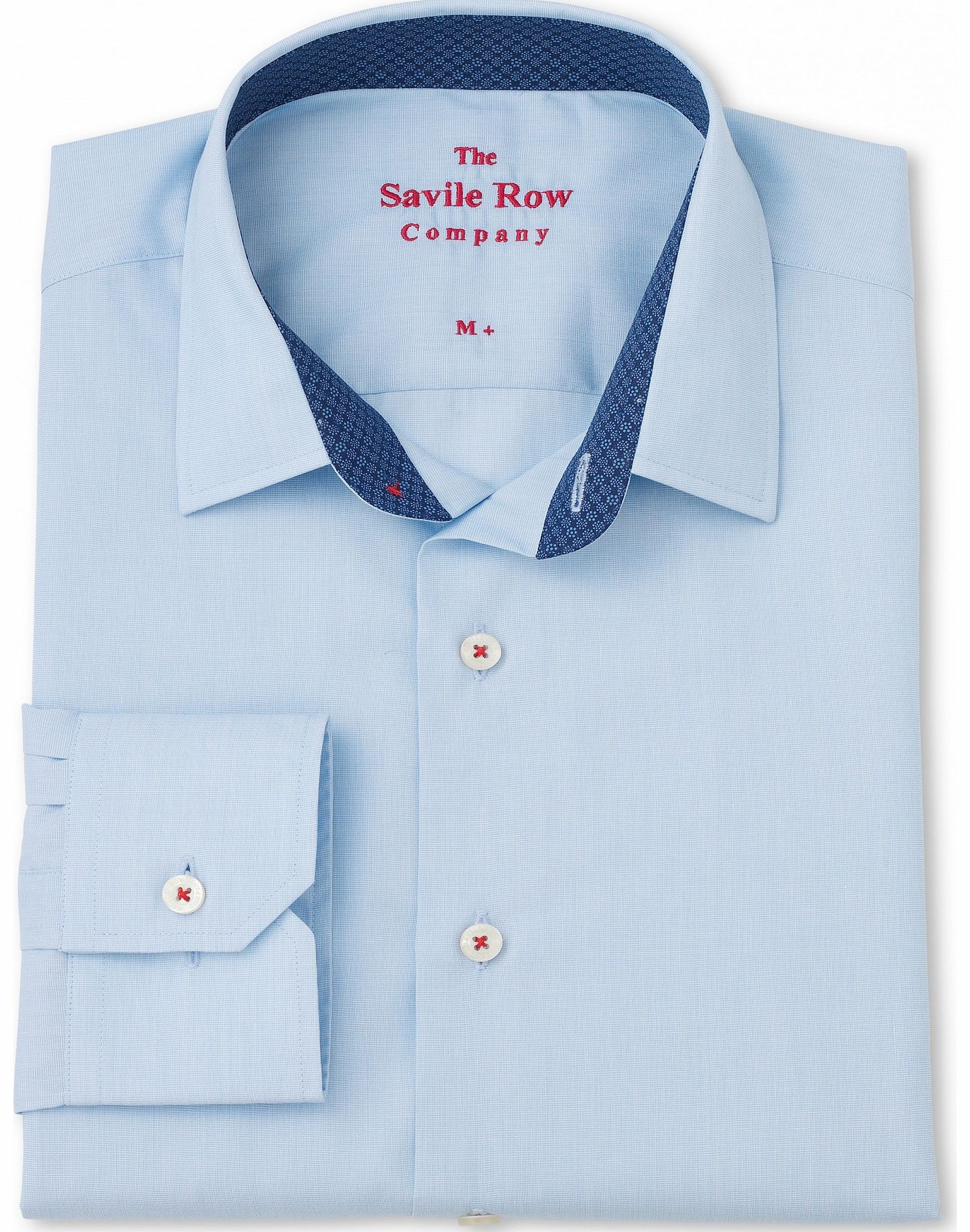 Savile Row Company Blue End on End Extra Slim Fit Shirt 15``