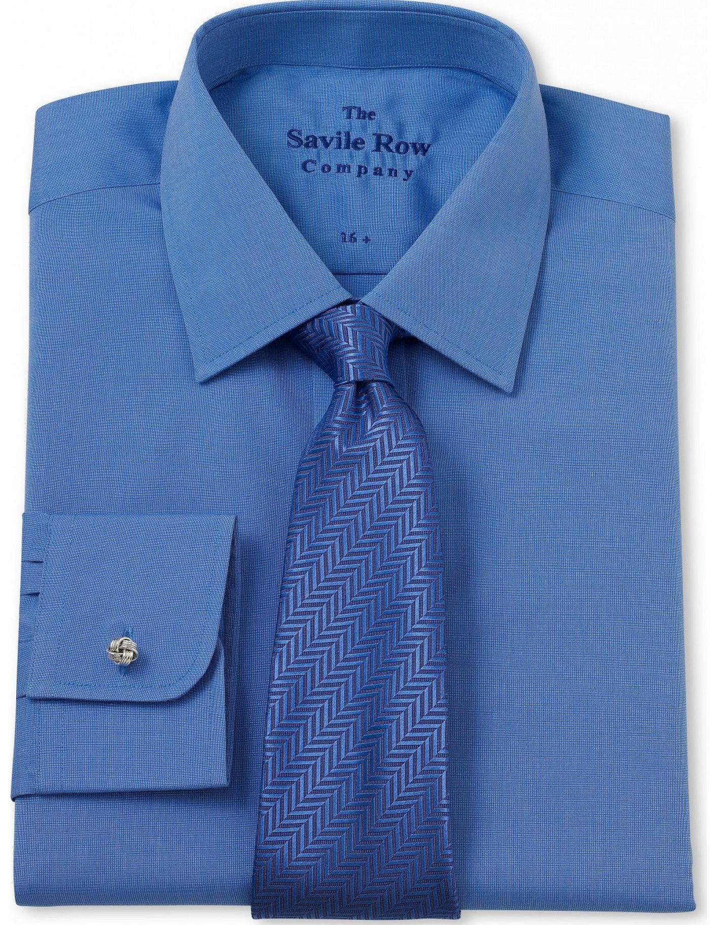 Savile Row Company Blue End on End Slim Fit Shirt 14 1/2`` Standard