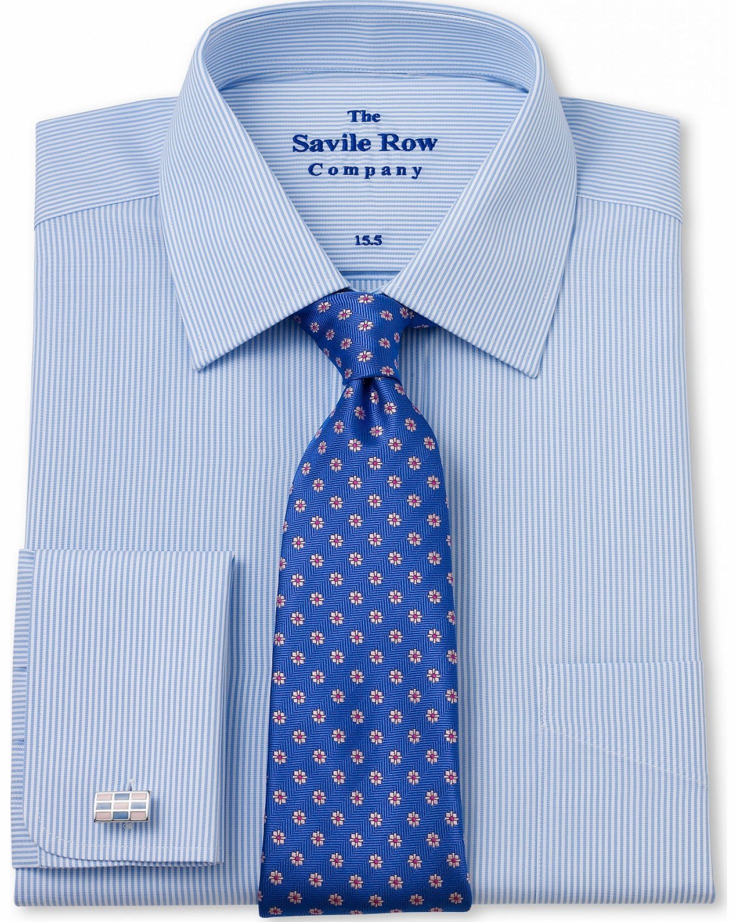 Savile Row Company Blue Fine Stripe Classic Fit Shirt 15 1/2``