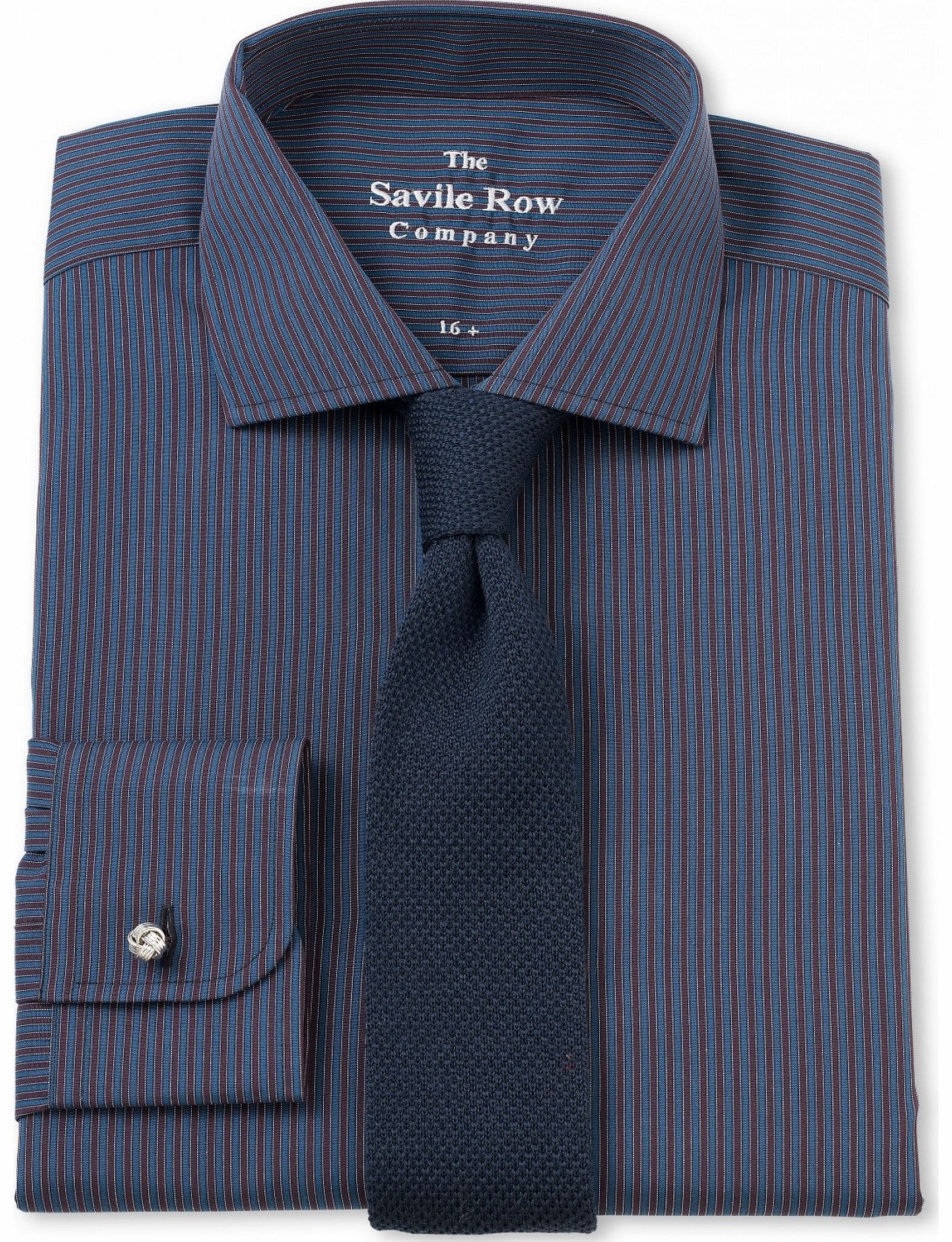 Savile Row Company Blue Grey Stripe Slim Fit Shirt 15 1/2``