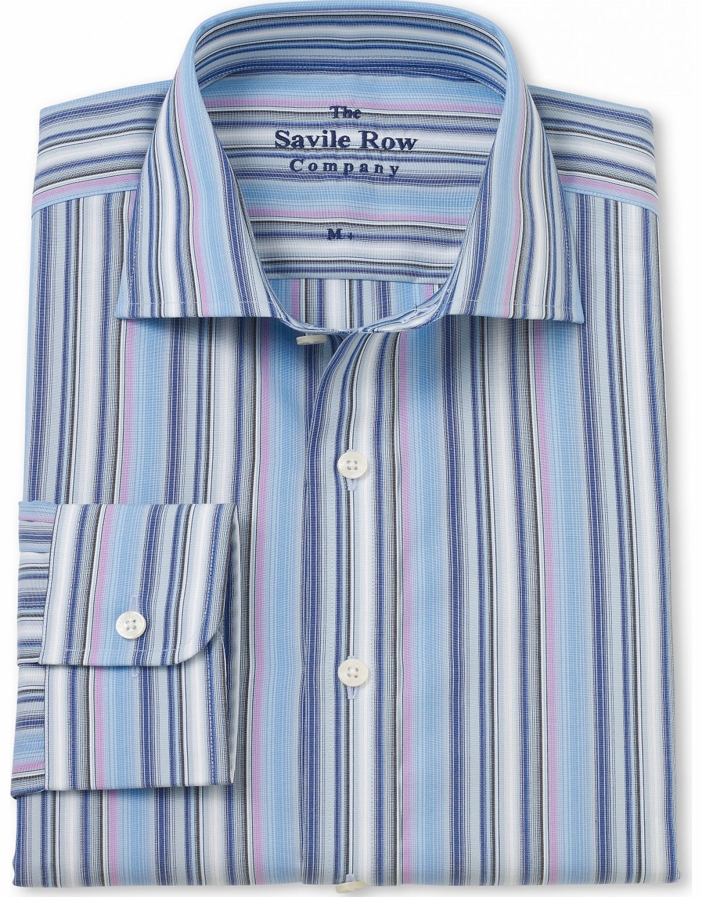 Savile Row Company Blue Lilac Black Stripe Slim Fit Shirt in Gift