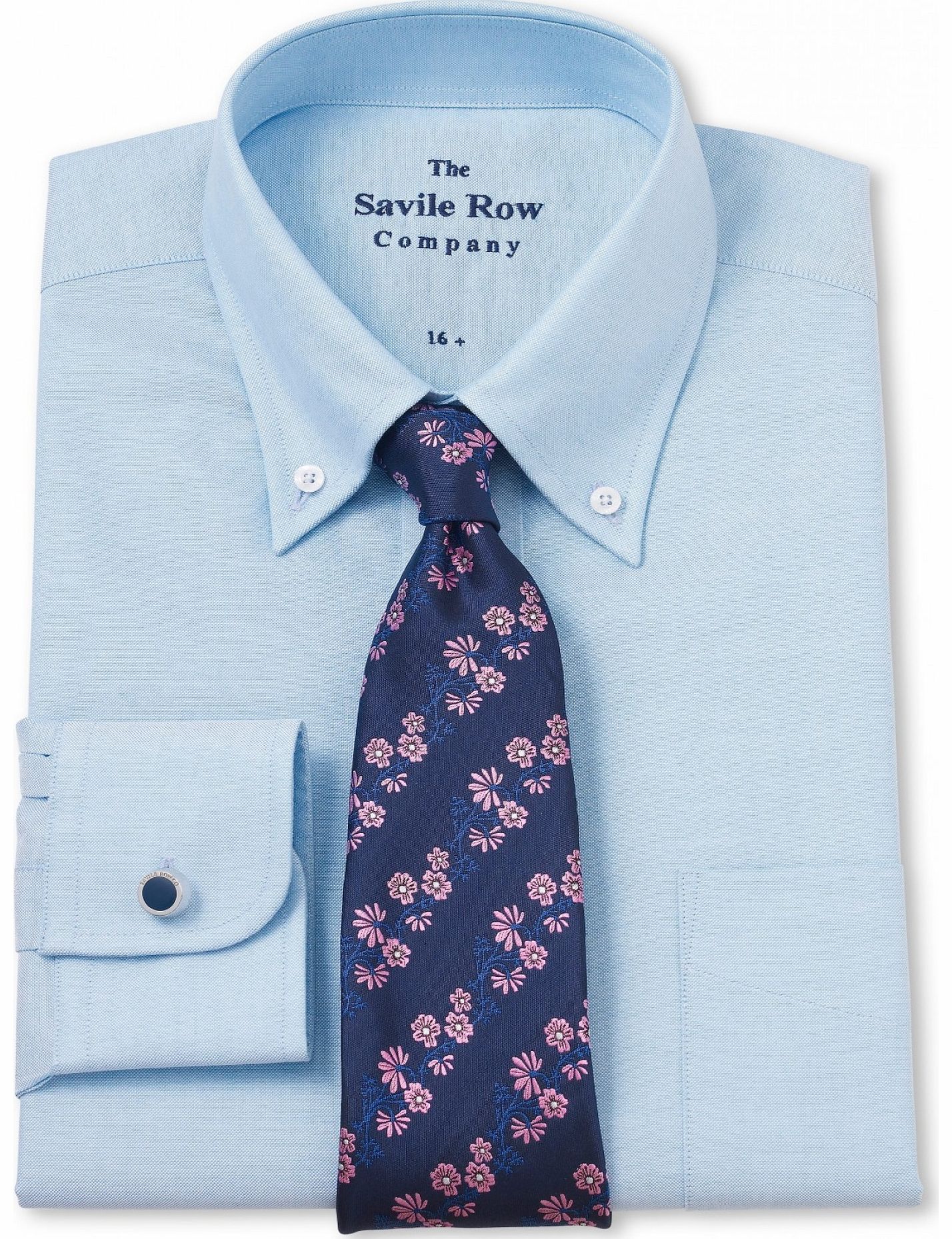 Savile Row Company Blue Oxford Button Down Classic Shirt 16 1/2``