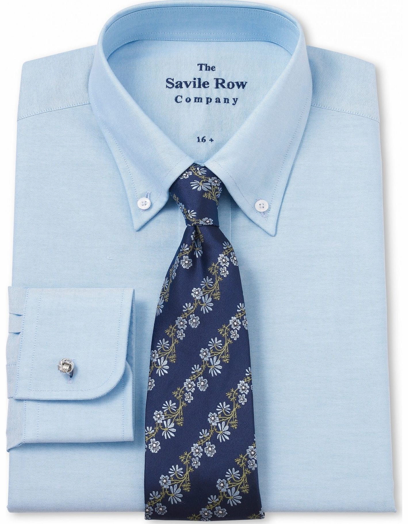 Savile Row Company Blue Oxford Button Down Slim Fit Shirt 16 1/2``