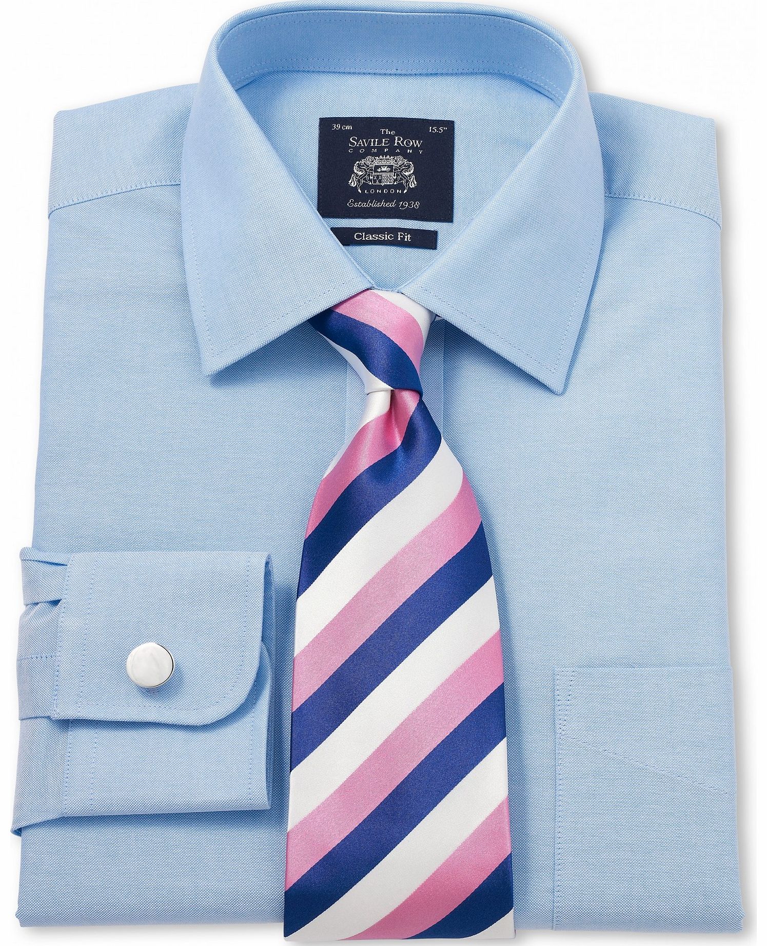 Savile Row Company Blue Pin Point Windsor Collar Classic Fit Shirt