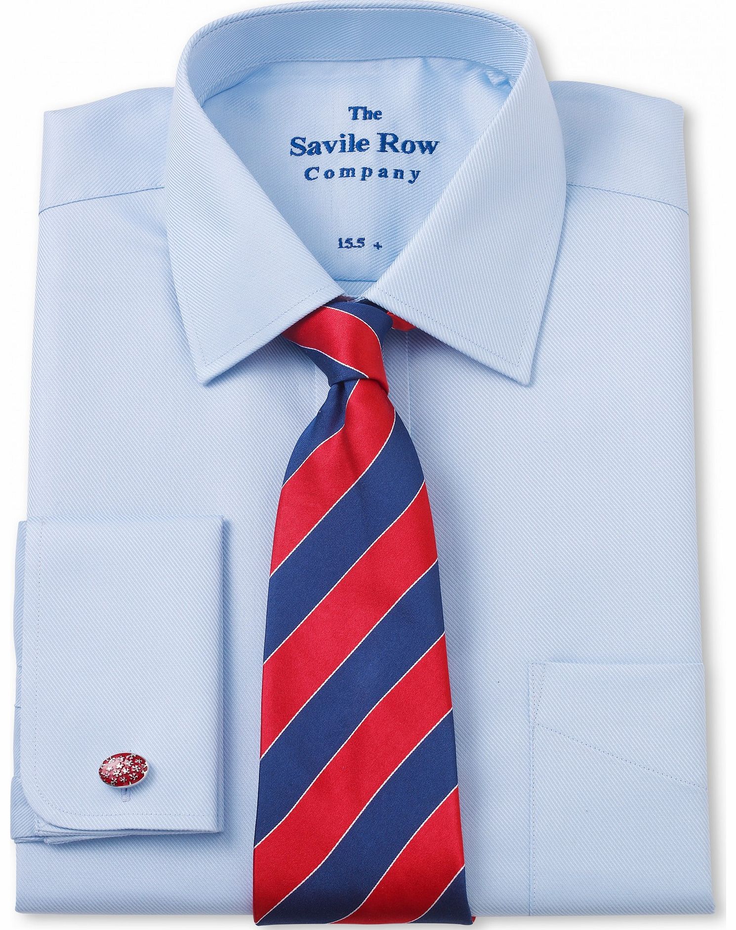 Savile Row Company Blue Twill Windsor Collar Classic Fit Shirt 17