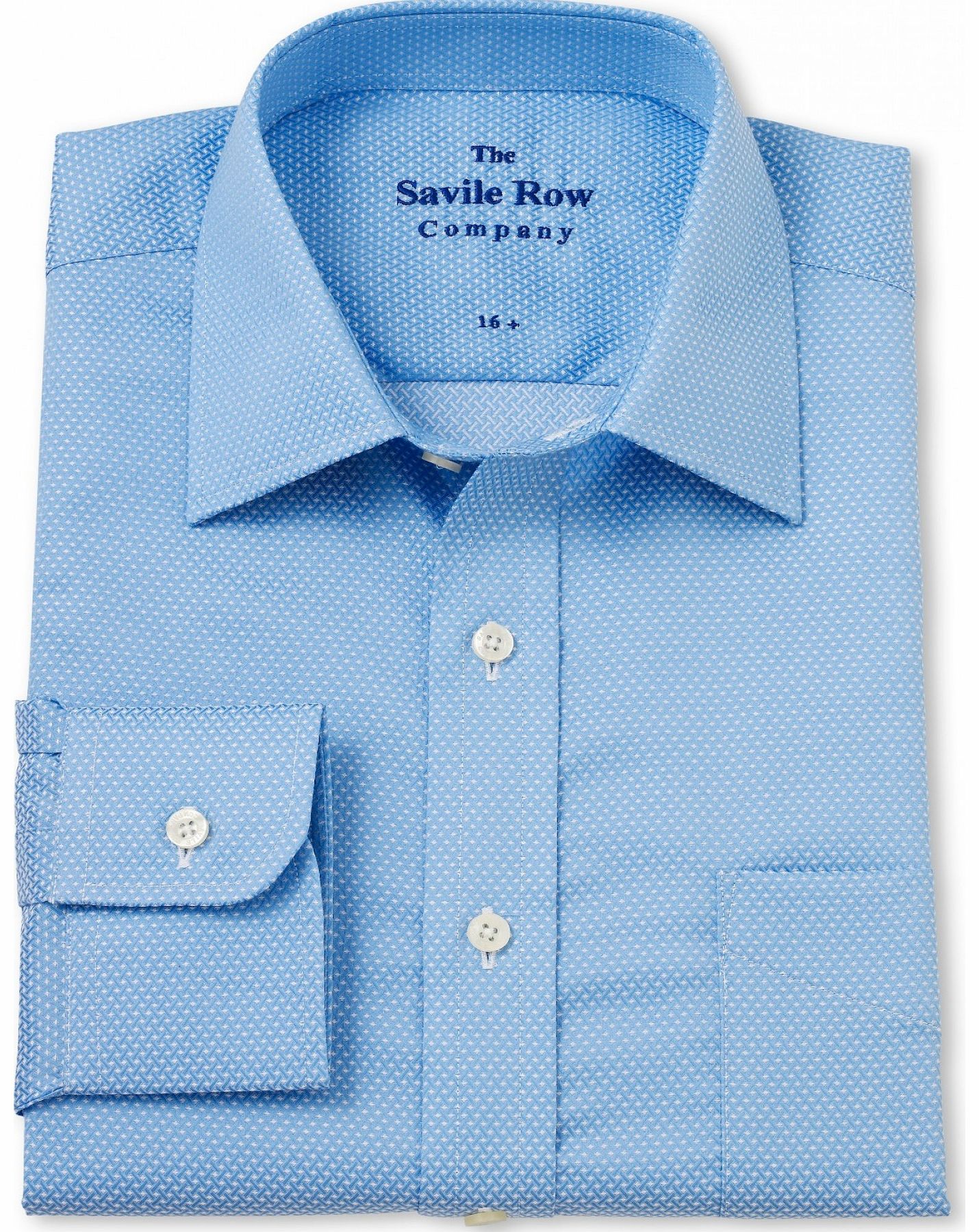 Savile Row Company Blue White Micro Check Classic Fit Shirt in Gift