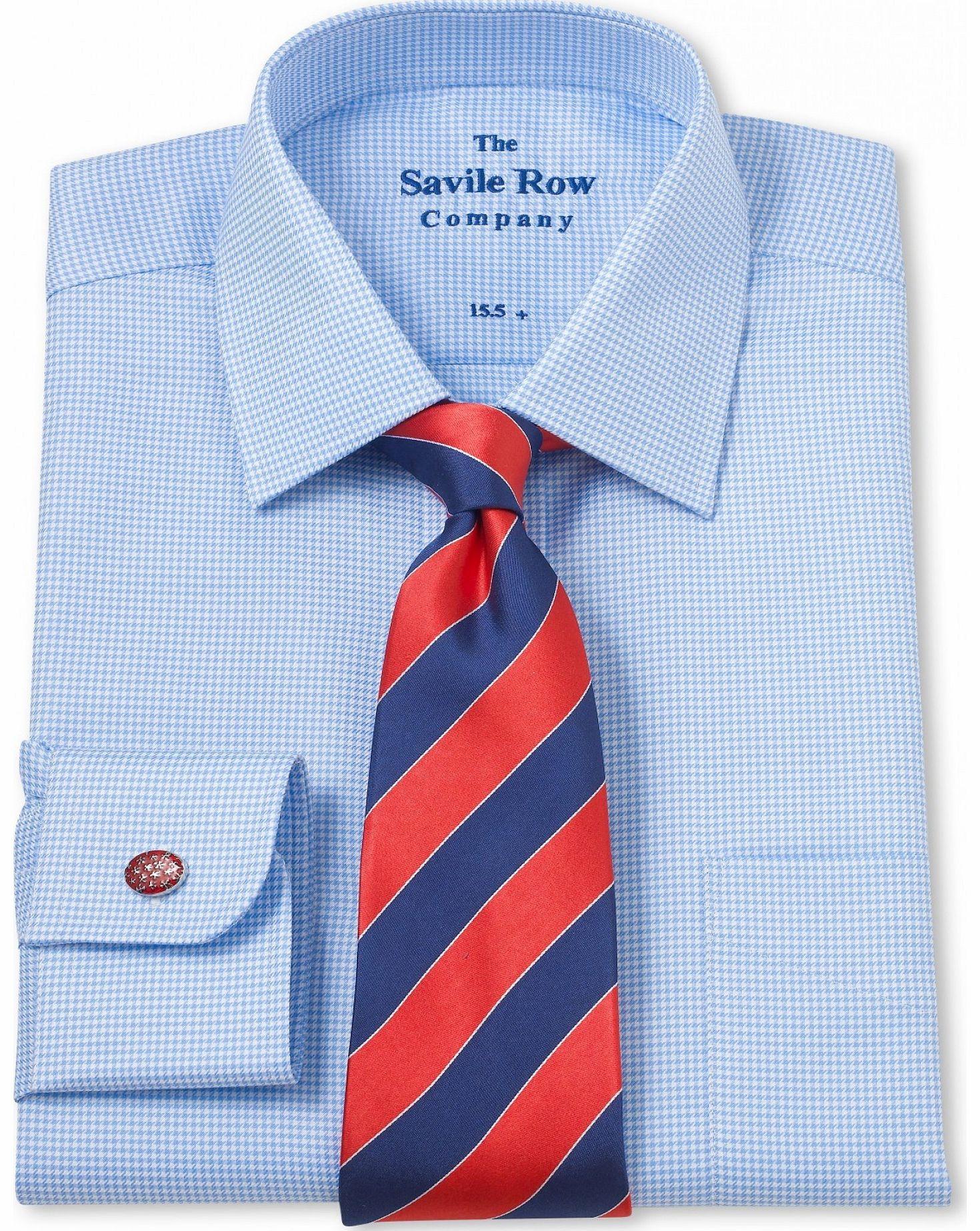 Savile Row Company Blue White Puppy Tooth Windsor Collar Classic