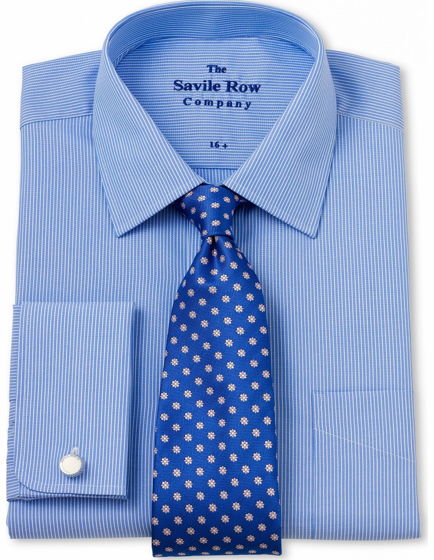 Savile Row Company Blue White Stripe Classic Fit Shirt 15 1/2``