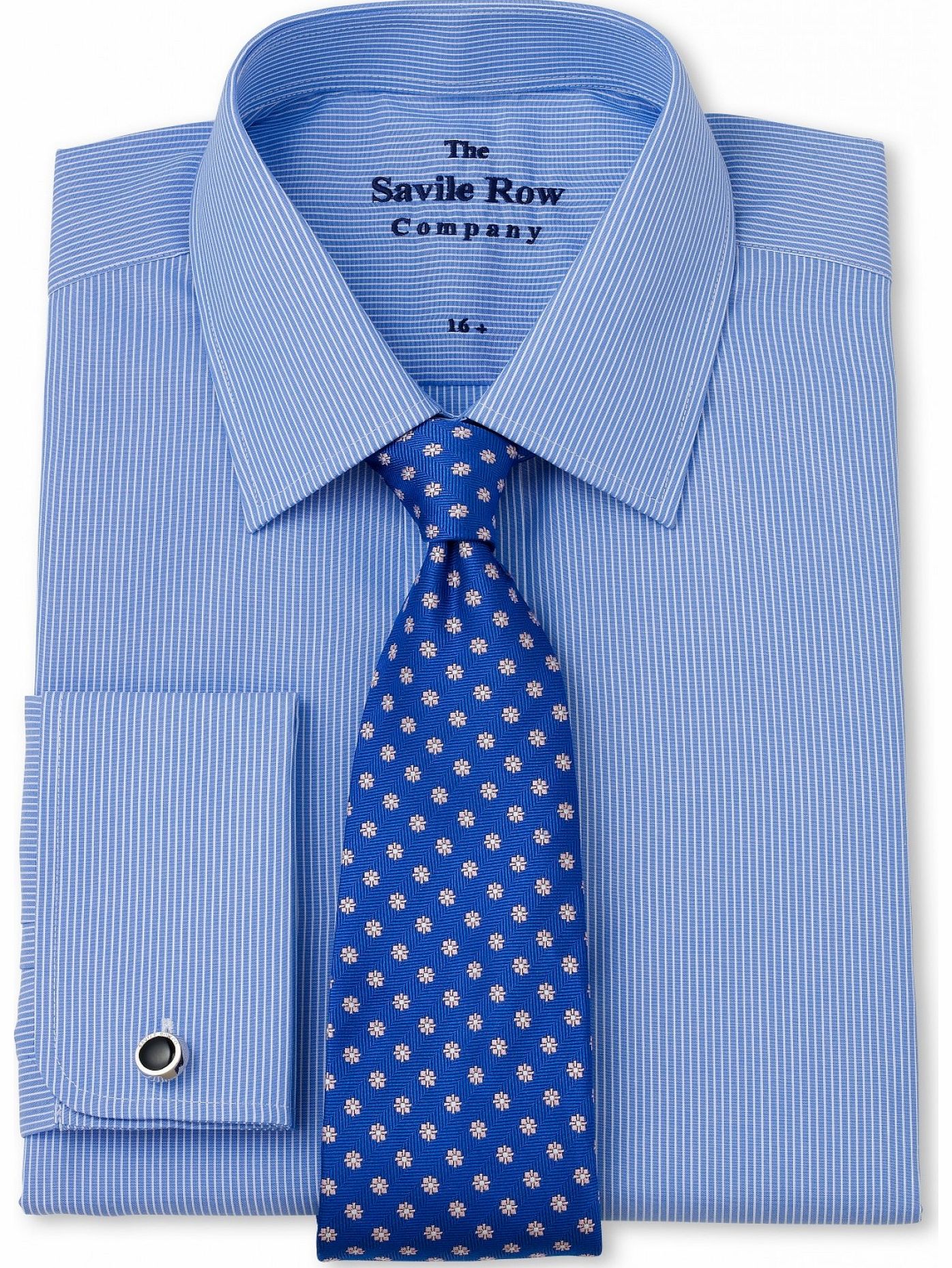 Savile Row Company Blue White Stripe Slim Fit Shirt 15 1/2``