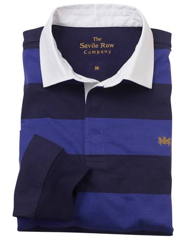 Savile Row Company Cobalt Blue Navy Stripe Rugby Shirt