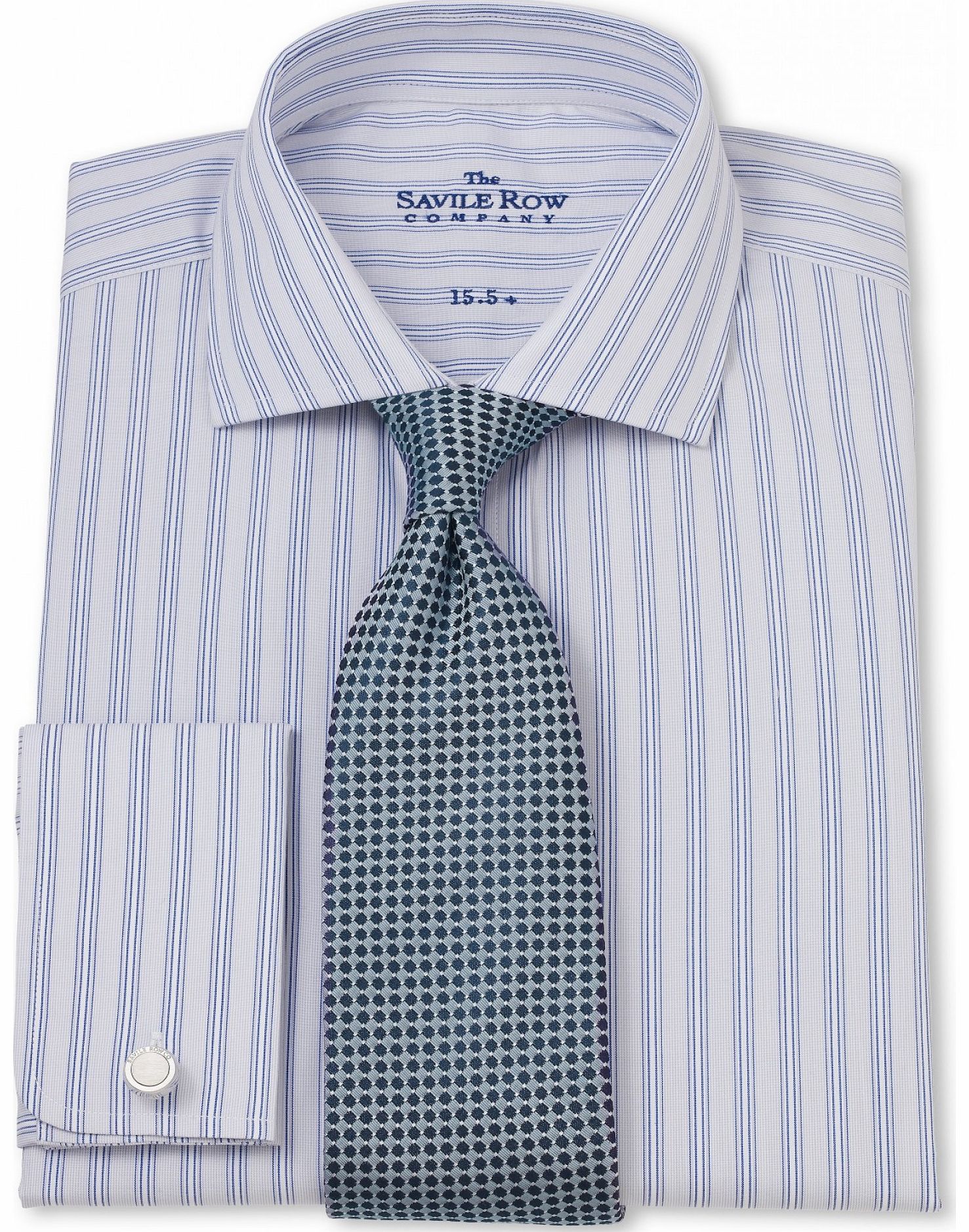 Grey Navy Fine Stripe Slim Fit Shirt 16 1/2``