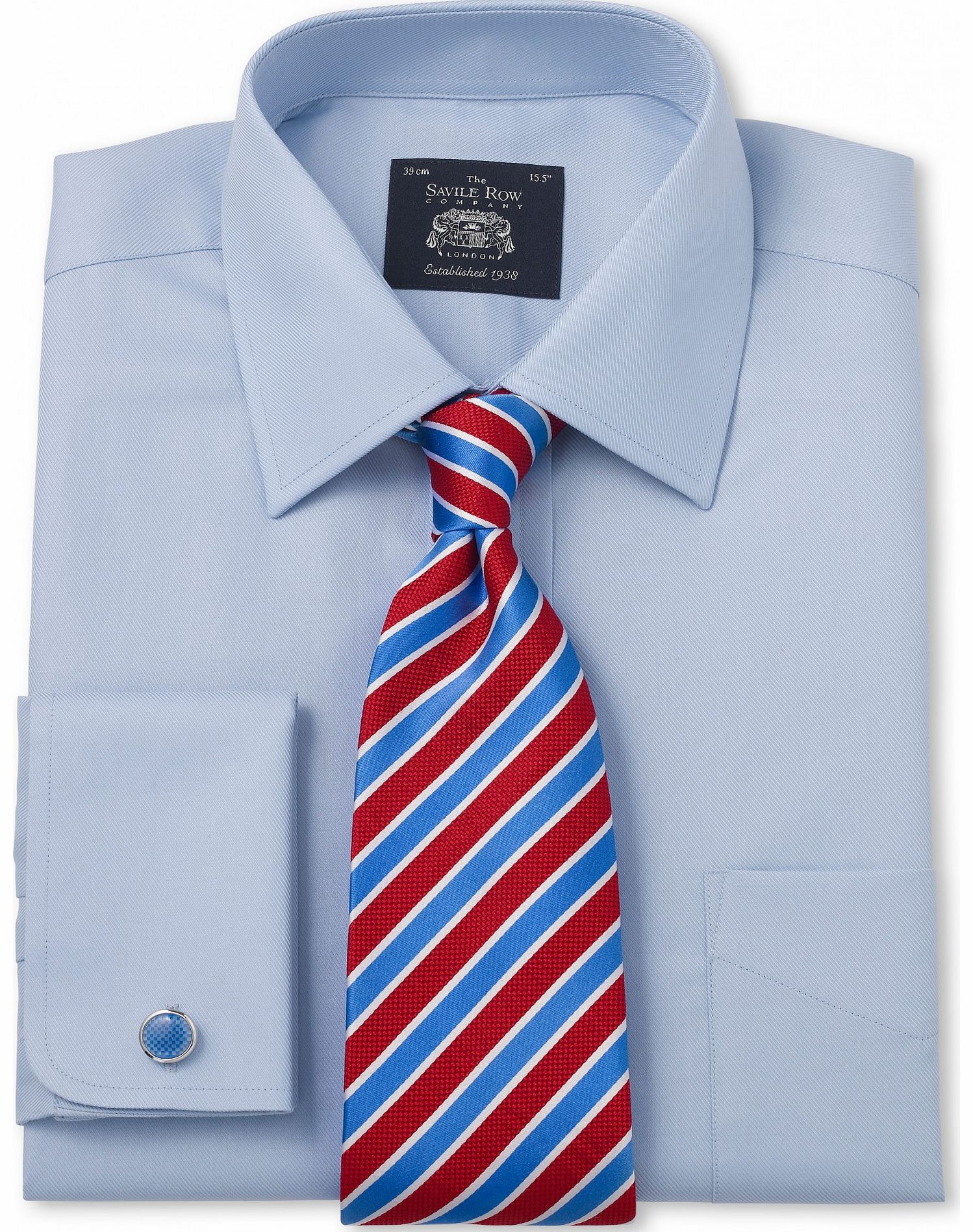 Savile Row Company Light Blue Twill Classic Fit Shirt 15``