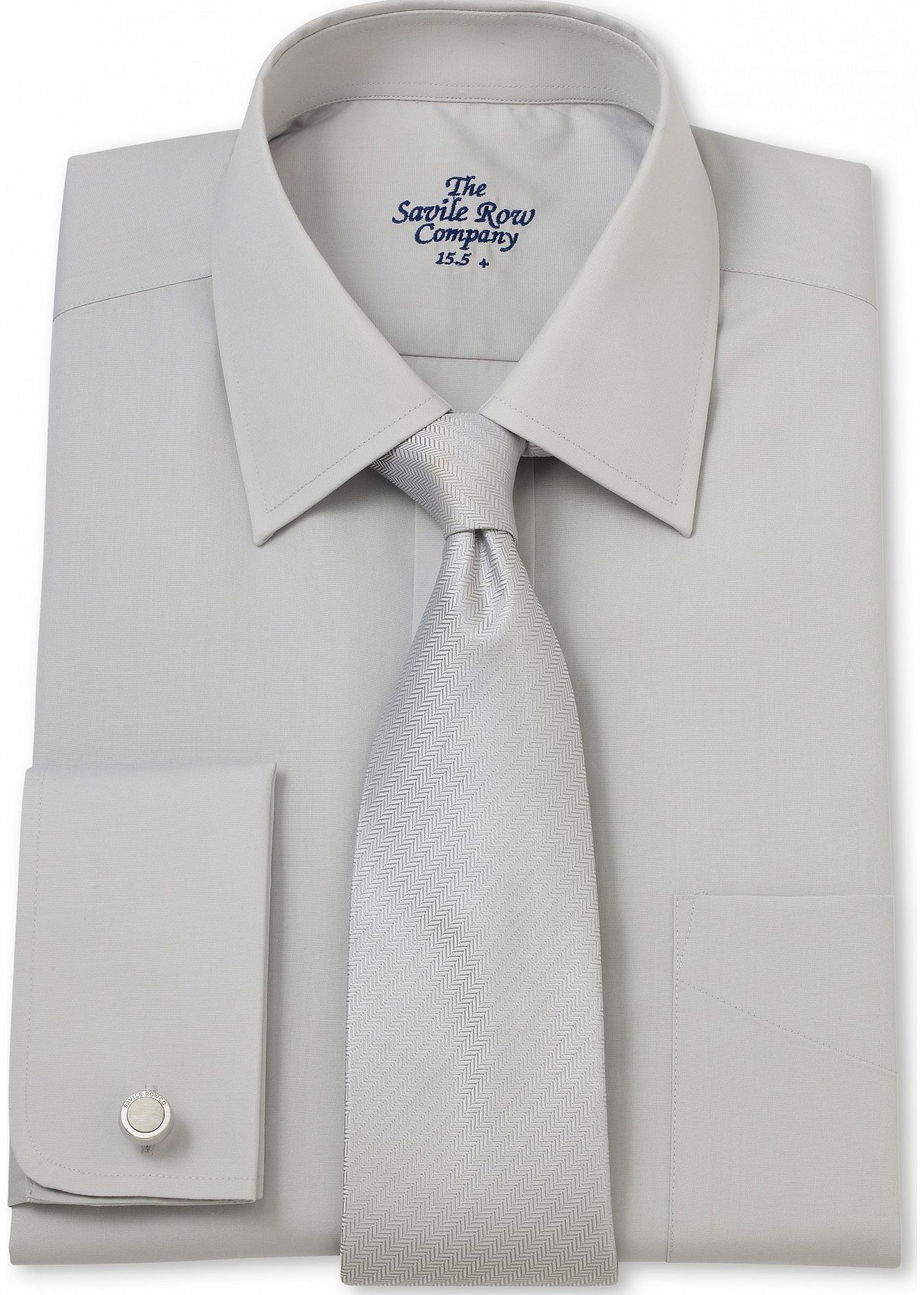 Savile Row Company Light Grey Poplin Classic Fit Shirt 15``