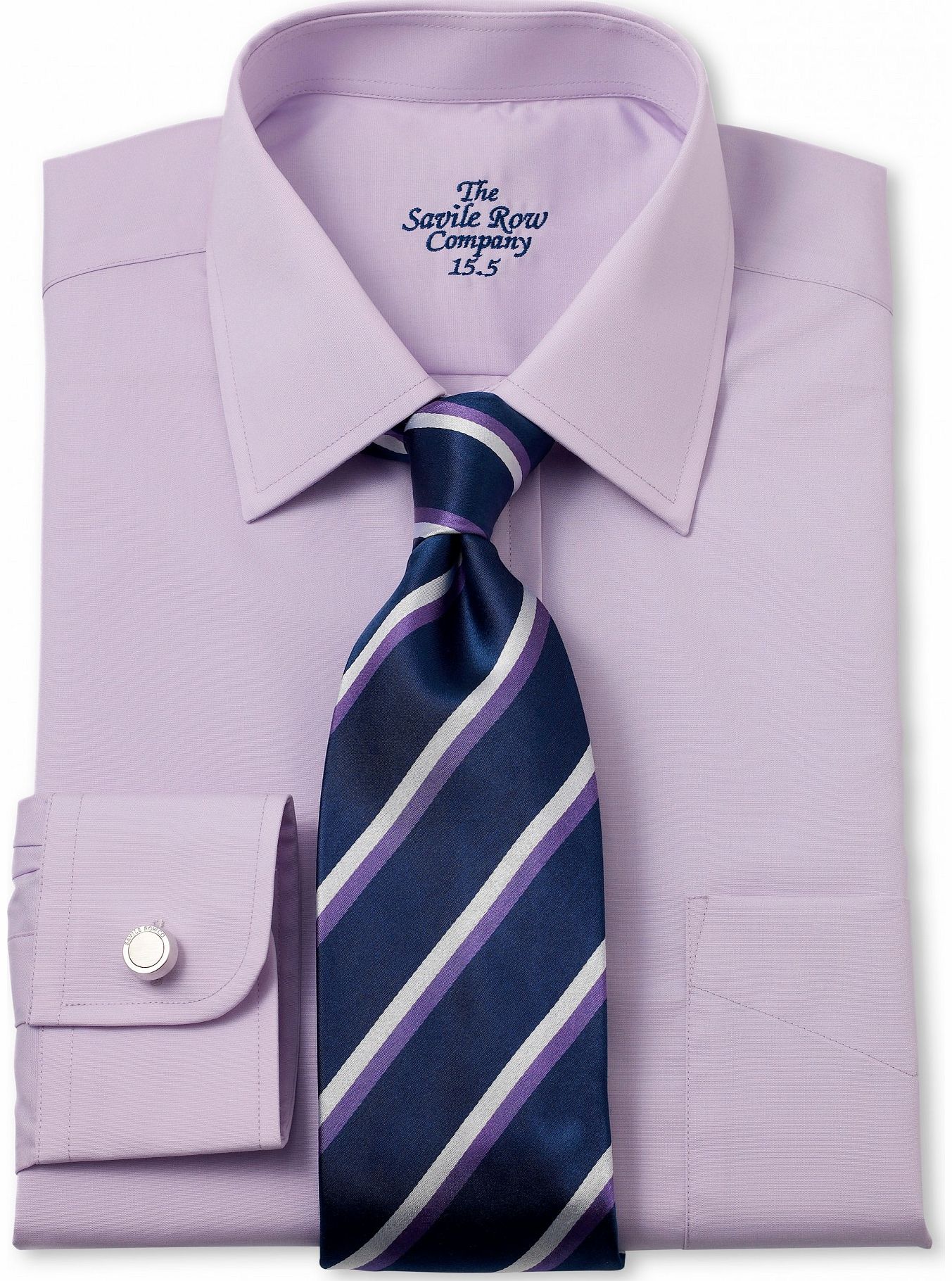Savile Row Company Lilac Poplin Classic Fit Shirt 15 1/2`` Standard
