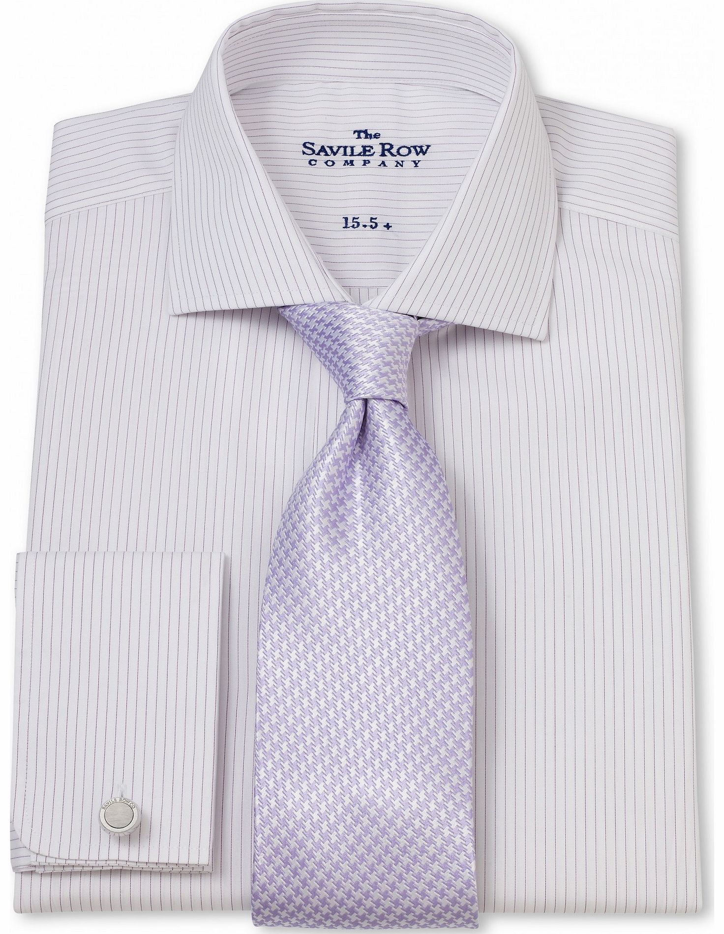 Savile Row Company Lilac White Fine Stripe Slim Fit Shirt 14 1/2``