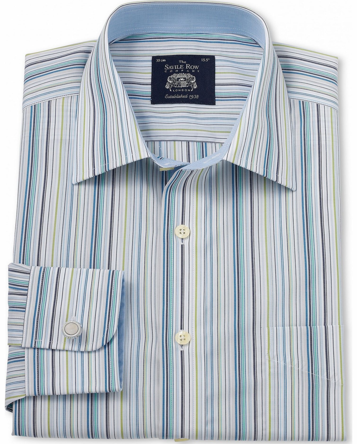 Savile Row Company Multi Stripe Poplin Classic Fit Shirt 15 1/2``