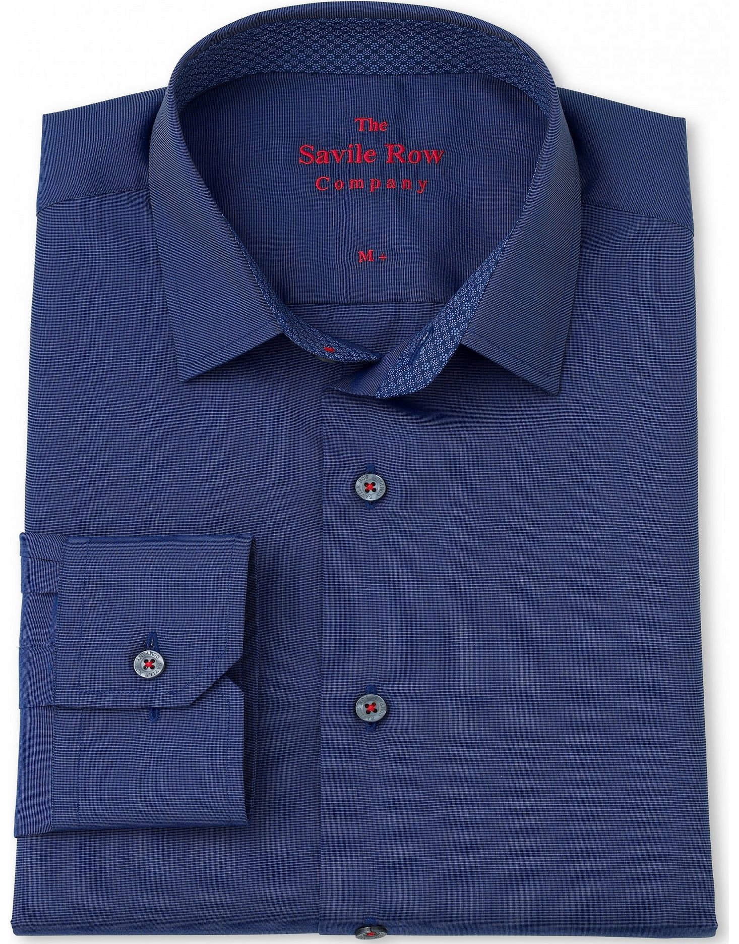 Savile Row Company Navy End on End Extra Slim Fit Shirt 15``