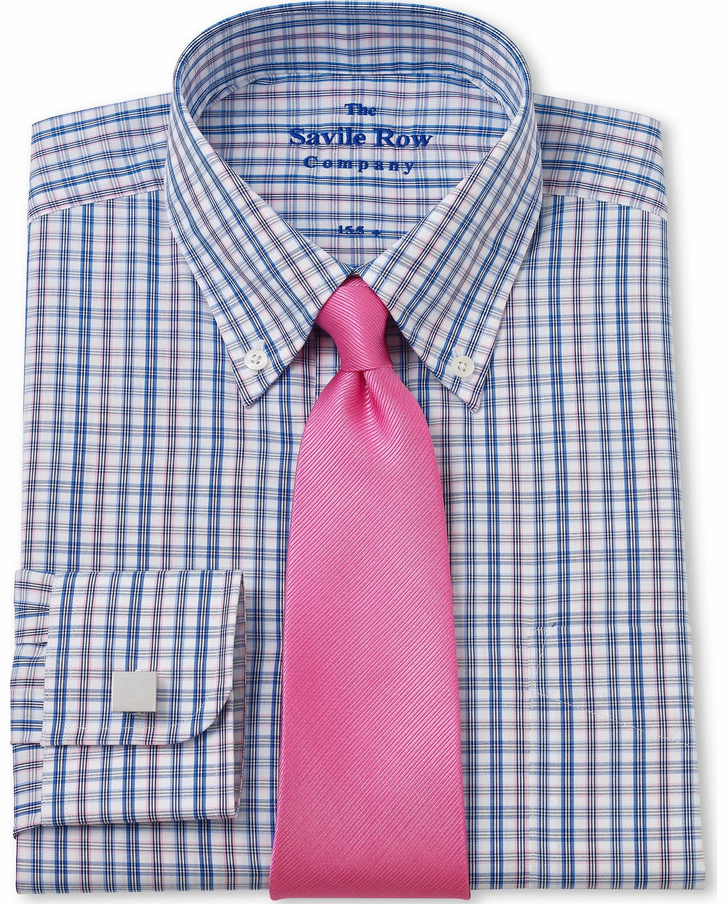 Savile Row Company Navy Pink Check Classic Fit Shirt 15 1/2``