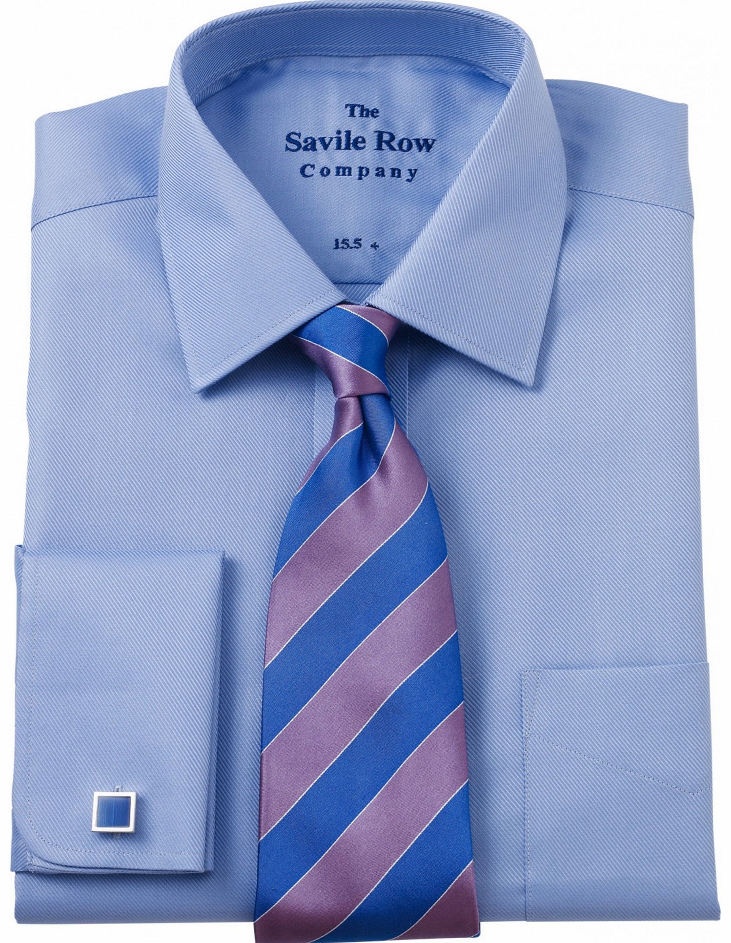 Savile Row Company Navy Twill Windsor Collar Classic Fit Shirt 16