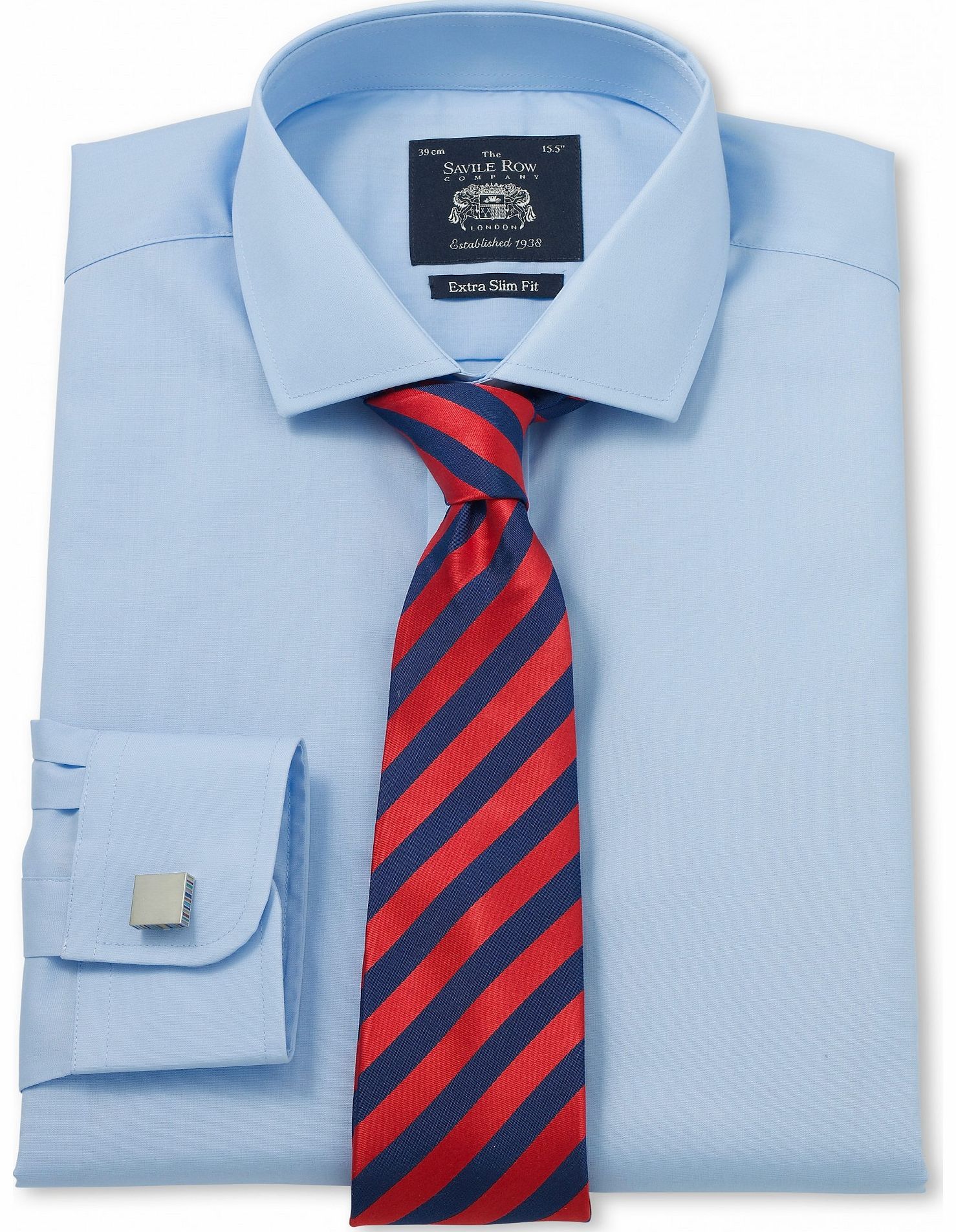 Savile Row Company Pale Blue Poplin Extra Slim Fit Shirt 15``