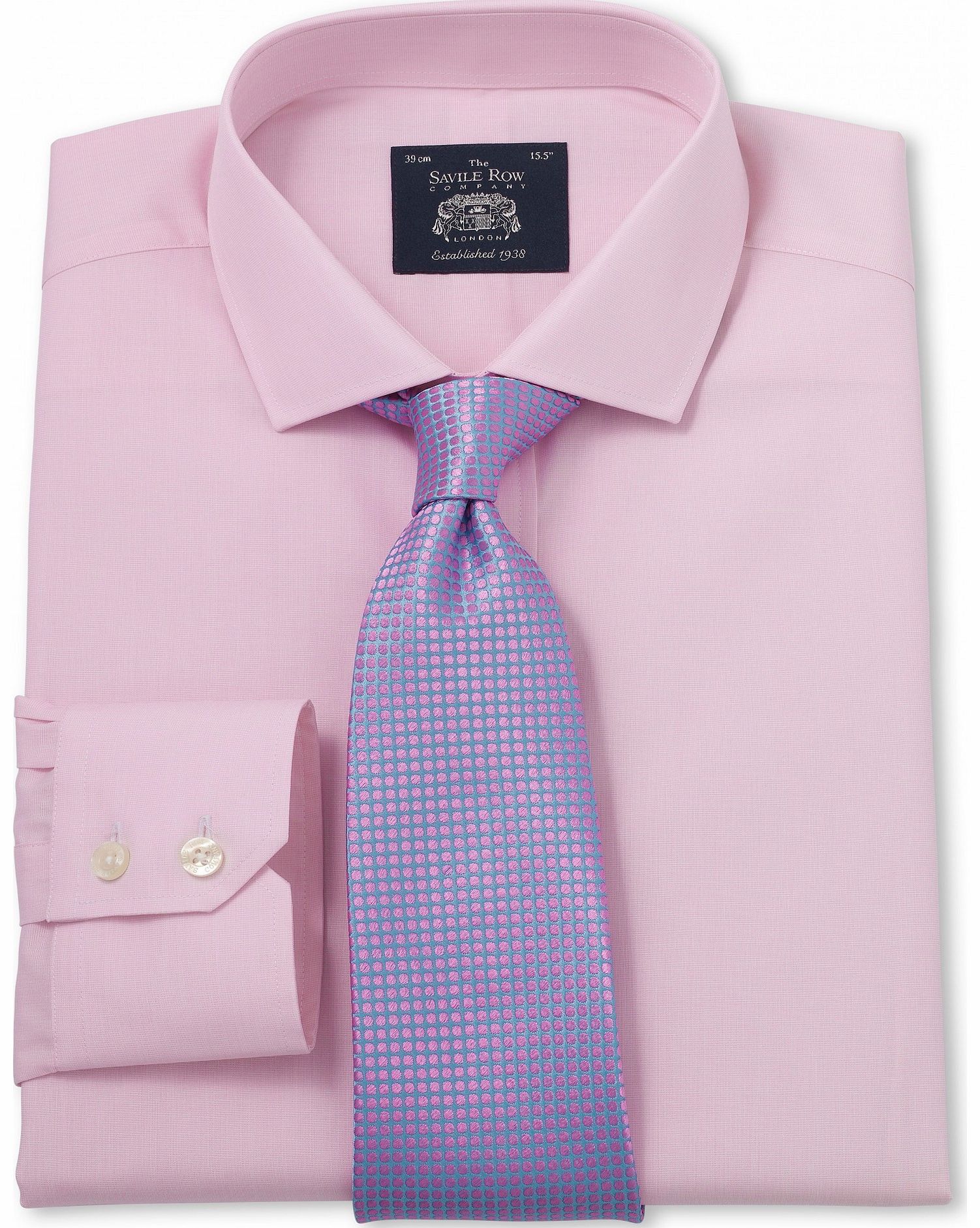 Savile Row Company Pink End On End Extra Slim Fit Shirt 14 1/2``