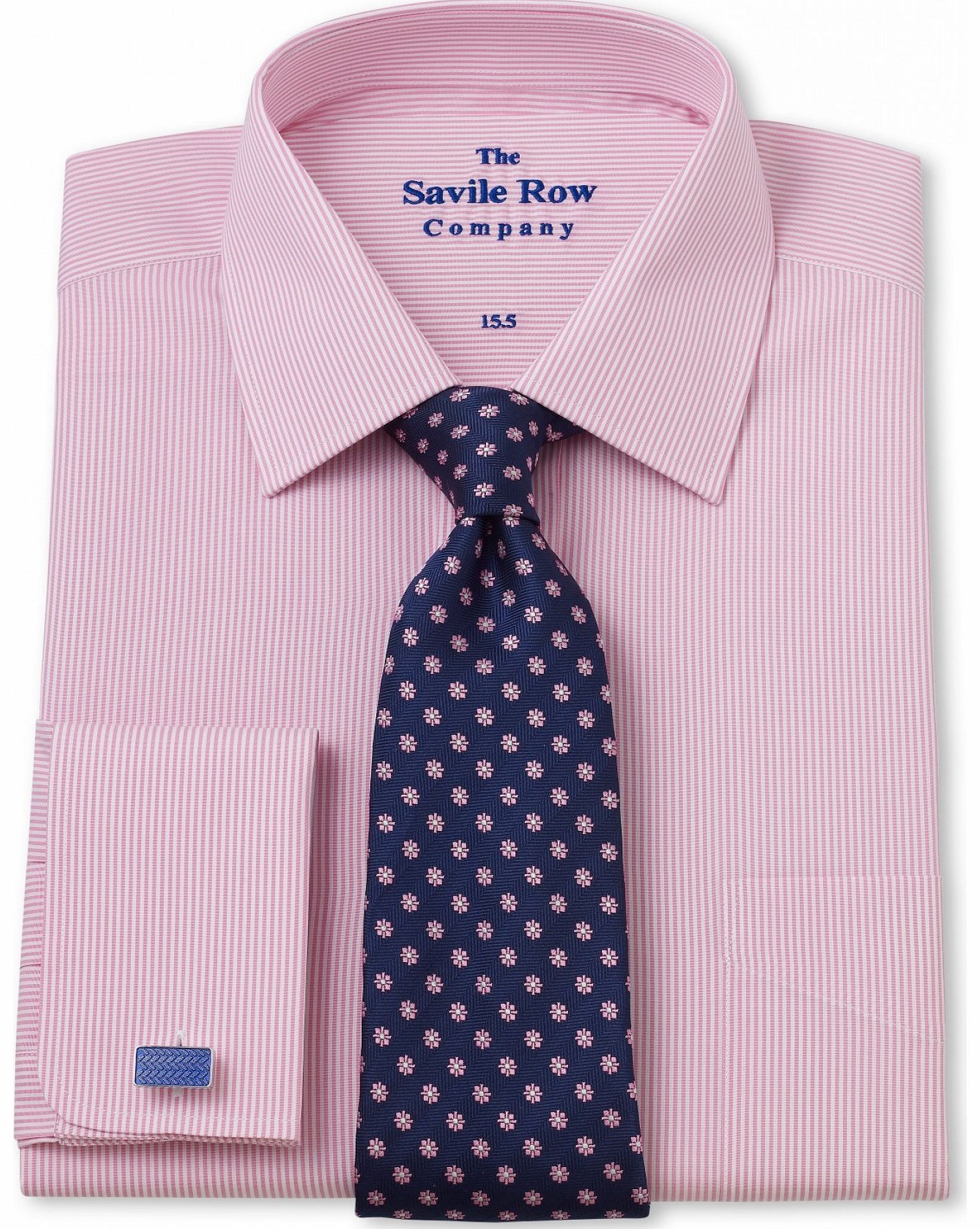 Savile Row Company Pink Fine Stripe Classic Fit Shirt 15`` Standard