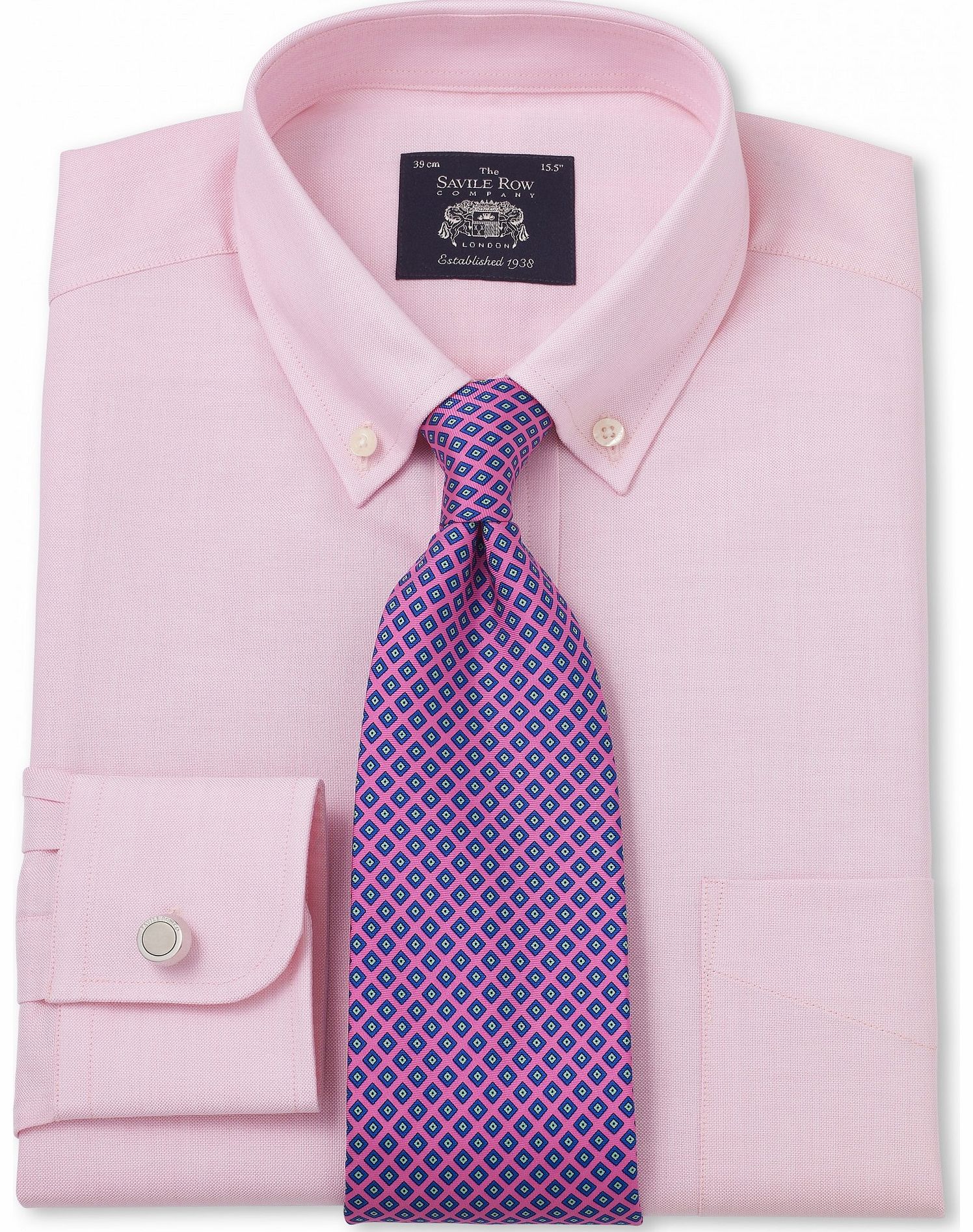Savile Row Company Pink Pinpoint Classic Fit Shirt 15`` Lengthened